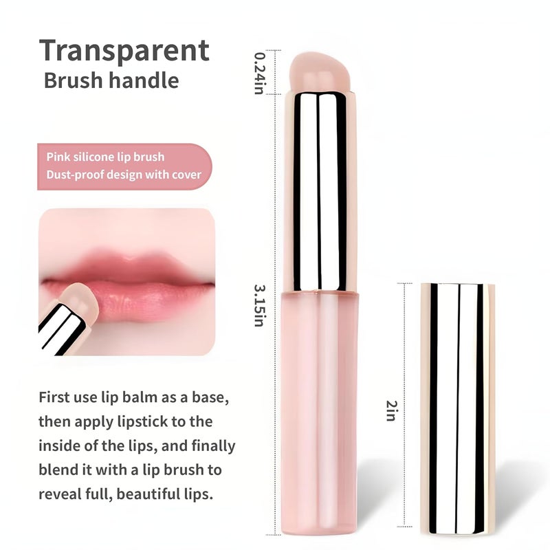 LeMeeOly 2pcs Silicone Lip Brush, Suitable for Even Application of Lipstick Lip Balm Lip Gloss, Soft Silicone Material, Hygienic, Convenient and Easy to Clean, Enhances Lip Care (Prink) - Image 4
